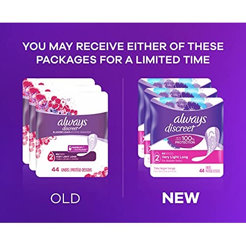 Always Discreet Incontinence and Postpartum Liners, Very Light Absorbency, Lo...