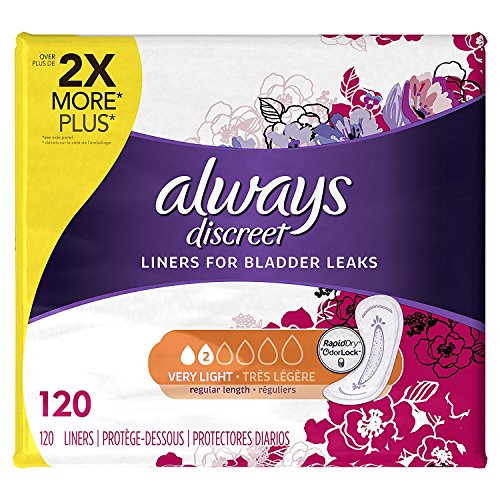 Always Discreet, Incontinence Liners for Women, Very Light, Regular Length, 1...