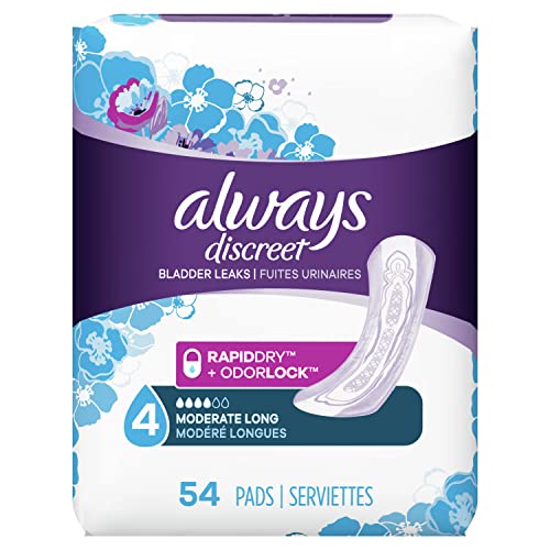 Always Discreet Moderate Long Incontinence Pads, Up to 100% Leak-Free Protect...