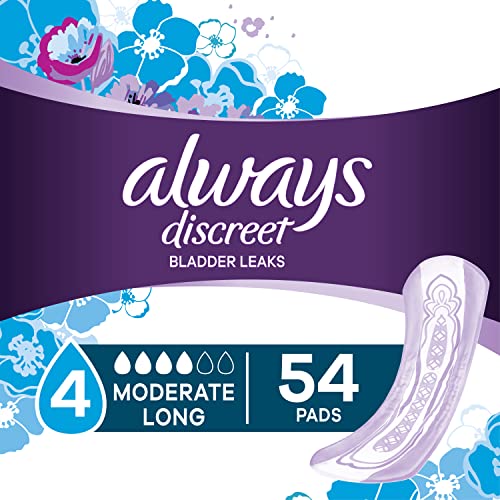 Always Discreet Moderate Long Incontinence Pads, Up to 100% Leak-Free Protect...
