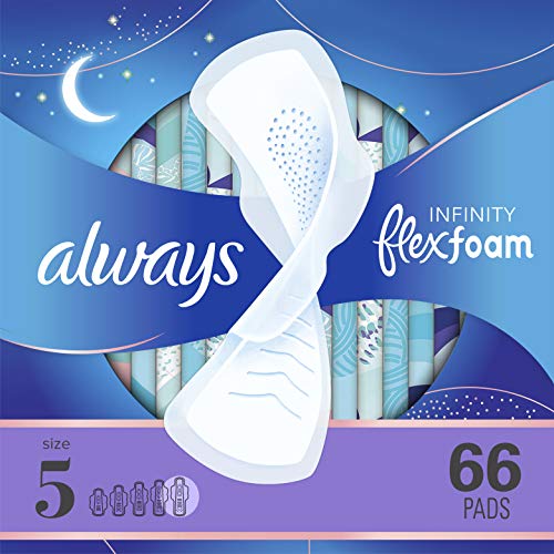 Always Infinity FlexFoam Pads for Women, Size 5, Extra Heavy Overnight Absorb...