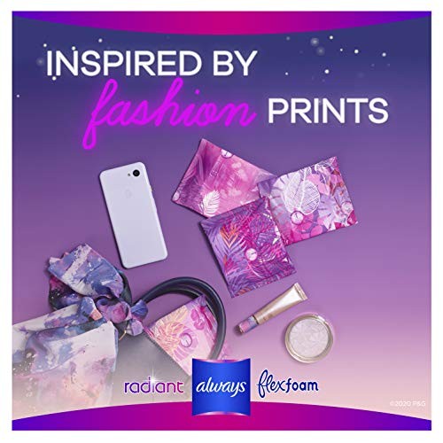 Always Radiant Feminine Pads for Women, Size 4, 60 Count, Overnight Absorbenc...