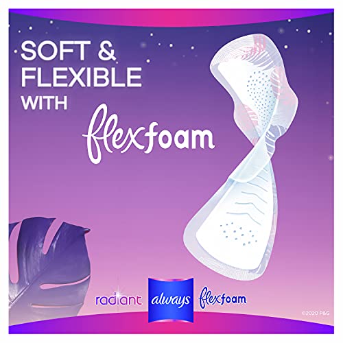 Always Radiant Feminine Pads for Women, Size 4, 60 Count, Overnight Absorbenc...