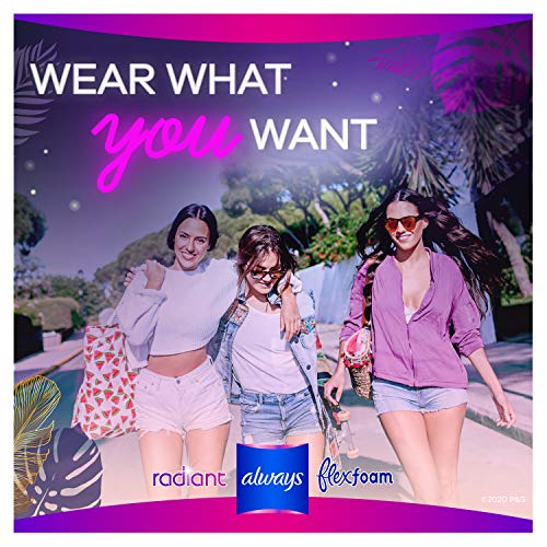 Always Radiant Feminine Pads for Women, Size 4, 60 Count, Overnight Absorbenc...