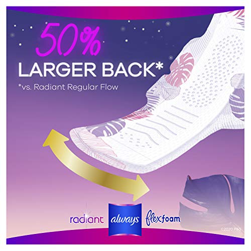 Always Radiant Feminine Pads for Women, Size 4, 60 Count, Overnight Absorbenc...