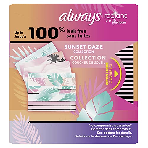 Always Radiant FlexFoam Teen Pads Regular Absorbency, 100% Leak Free Protecti...