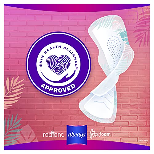 Always Radiant FlexFoam Teen Pads Regular Absorbency, 100% Leak Free Protecti...