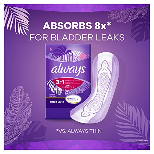 Always Xtra Protection 3-in-1 Daily Liners Extra Long with Leakguards, 144 Co...