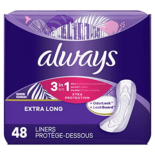 Always Xtra Protection 3-in-1 Daily Liners Extra Long with Leakguards, 144 Co...