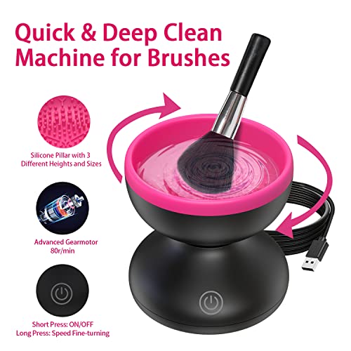 Electric Makeup Brush Cleaner Machine - Alyfini Portable Automatic USB Cosmet...