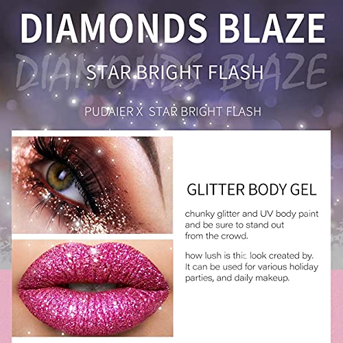 Body Glitter Holographic Glitter Liquid for Festival Make Up,Face Glitter Seq...