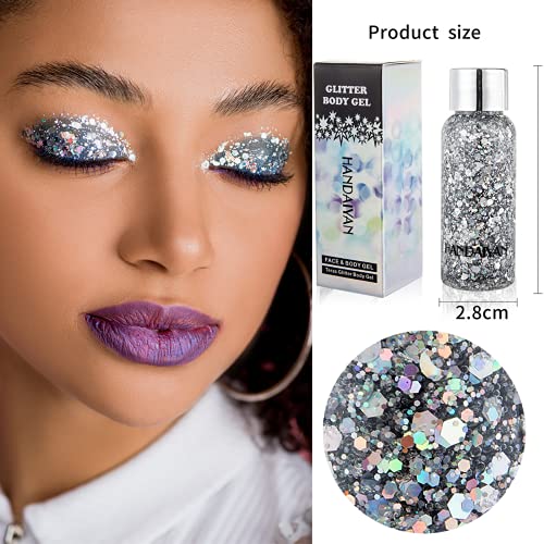 Body Glitter Holographic Glitter Liquid for Festival Make Up,Face Glitter Seq...