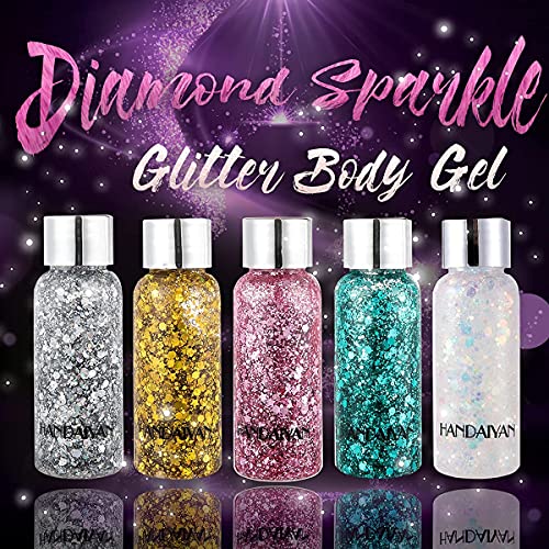 Body Glitter Holographic Glitter Liquid for Festival Make Up,Face Glitter Seq...