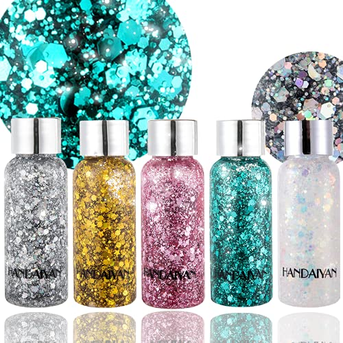 Body Glitter Holographic Glitter Liquid for Festival Make Up,Face Glitter Seq...