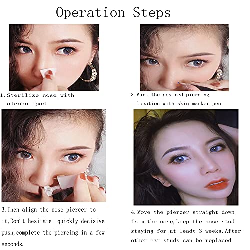 Upgraded Version Self Nose Piercing Gun Self Nose Piercing Gun Kit Safety Nos...