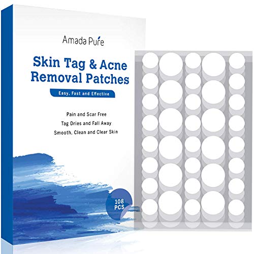 AmadaPure Skin Tag and Acne Remover 108 Patches, Wart and Mole Remover Set,Te...