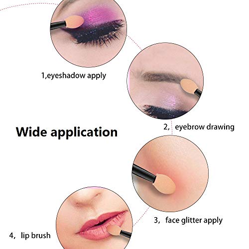 Amariver 200 Pack Disposable Eyeshadow Brush Sponge Tipped Oval Makeup Tool D...