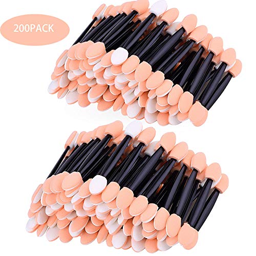 Amariver 200 Pack Disposable Eyeshadow Brush Sponge Tipped Oval Makeup Tool D...