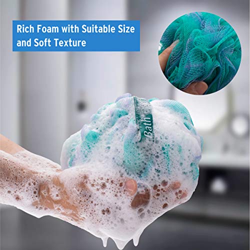 AmazerBath Shower Bath Sponge Shower Loofahs Balls 75g/PCS for Body Wash Bath...