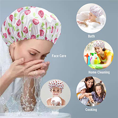 AmazerBath Shower Caps for Women Reusable Waterproof, 4-Pack Printed Cute Sho...