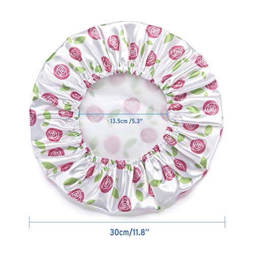 AmazerBath Shower Caps for Women Reusable Waterproof, 4-Pack Printed Cute Sho...