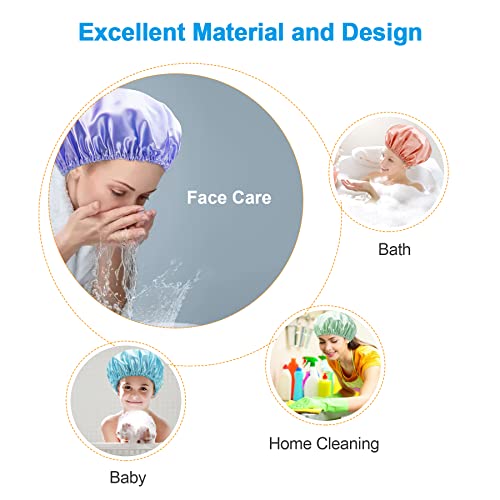 AmazerBath Shower Caps for Women Reusable Waterproof, 4 Pack Women Shower Cap...