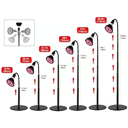 MiGGMM 54W 18 LEDs Red Light Therapy,19"-78"Height Free Adjustment,660nm Red ...