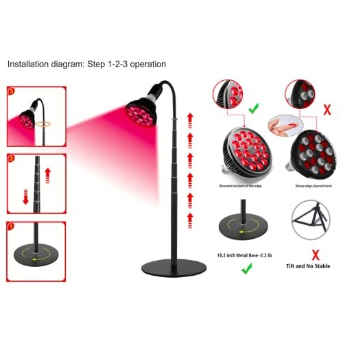 MiGGMM 54W 18 LEDs Red Light Therapy,19"-78"Height Free Adjustment,660nm Red ...