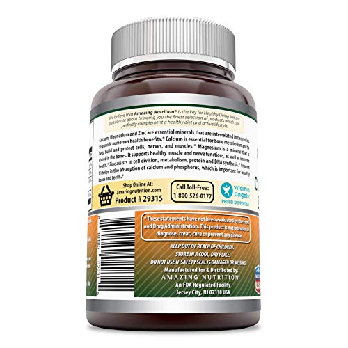 Amazing Formulas Calcium Magnesium Zinc D3 - 300 Tablets Per Bottle (Calcium ...