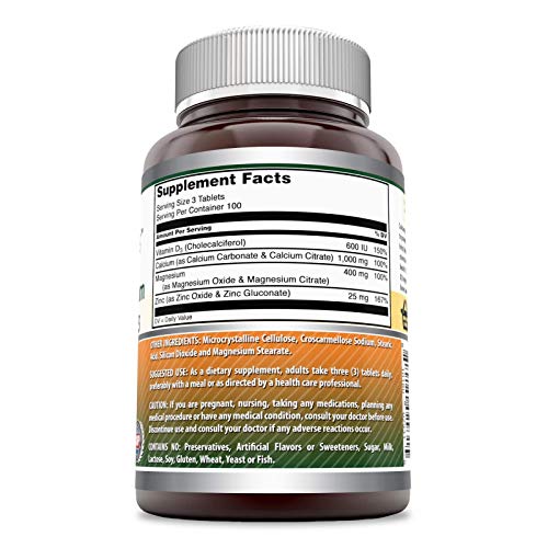 Amazing Formulas Calcium Magnesium Zinc D3 - 300 Tablets Per Bottle (Calcium ...
