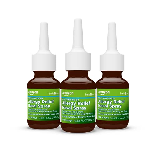 Amazon Basic Care 24-Hour Allergy Relief Nasal Spray, Fluticasone Propionate ...