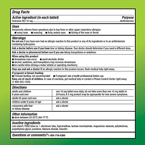 Amazon Basic Care All Day Allergy, Cetirizine Hydrochloride Tablets, 10 mg, A...