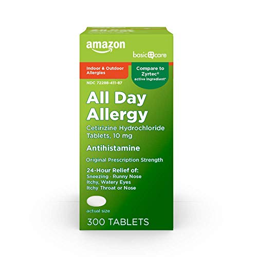 Amazon Basic Care All Day Allergy, Cetirizine Hydrochloride Tablets, 10 mg, A...