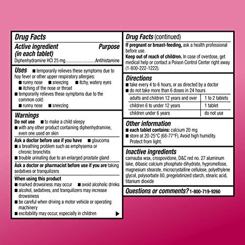 Amazon Basic Care Allergy Relief Diphenhydramine HCl 25 mg, Antihistamine Tab...
