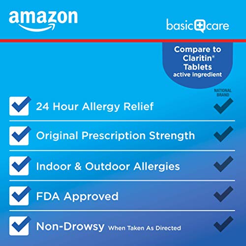 Amazon Basic Care Allergy Relief Loratadine Tablets 10 mg, Antihistamine, All...