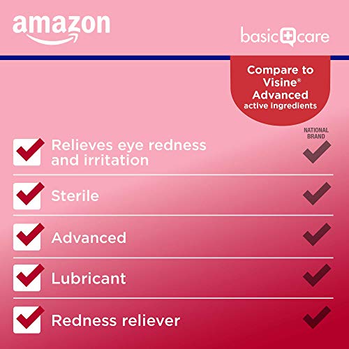 Amazon Basic Care Eye Drops Advanced, Lubricant/Redness Reliever, 0.5 Fl Oz
