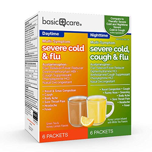 Amazon Basic Care Multi-Symptom Severe Cold Daytime and Severe Cold & Cough N...