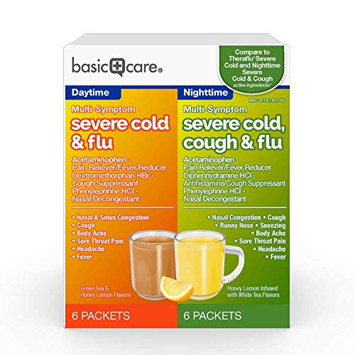 Amazon Basic Care Multi-Symptom Severe Cold Daytime and Severe Cold & Cough N...