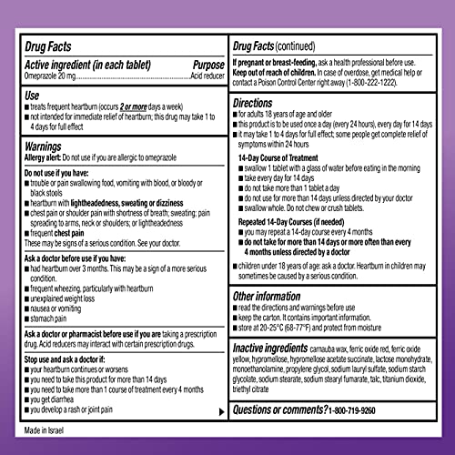 Amazon Basic Care Omeprazole Delayed Release Tablets 20 mg, Acid Reducer, Tre...