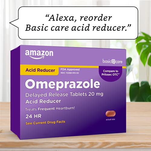Amazon Basic Care Omeprazole Delayed Release Tablets 20 mg, Acid Reducer, Tre...