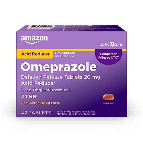 Amazon Basic Care Omeprazole Delayed Release Tablets 20 mg, Acid Reducer, Tre...