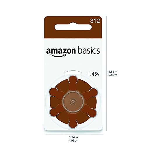 Amazon Basics 1.45 Volt Hearing Aid Batteries, Brown Tab - Pack of 60, Size 3...