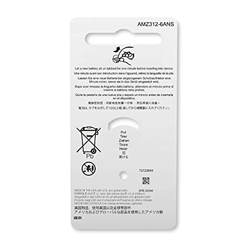 Amazon Basics 1.45 Volt Hearing Aid Batteries, Brown Tab - Pack of 60, Size 3...