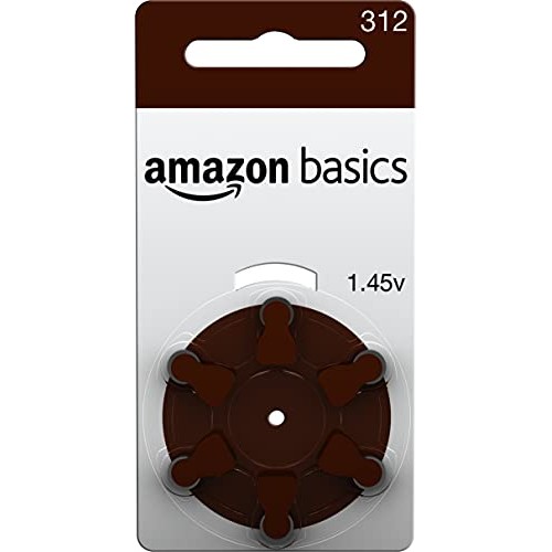 Amazon Basics 1.45 Volt Hearing Aid Batteries, Brown Tab - Pack of 60, Size 3...