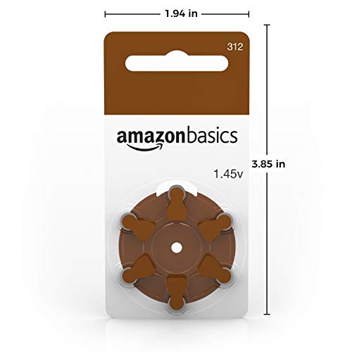 Amazon Basics 1.45 Volt Hearing Aid Batteries, Brown Tab - Pack of 60, Size 3...