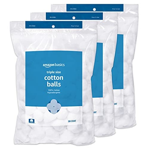 Amazon Basics Cotton Balls, 200ct, Pack of 3 (Previously Solimo)