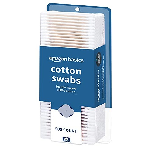Amazon Basics Cotton Swabs, 500ct, Pack of 4 (Previously Solimo)