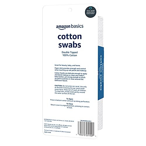 Amazon Basics Cotton Swabs, 500ct, Pack of 4 (Previously Solimo)