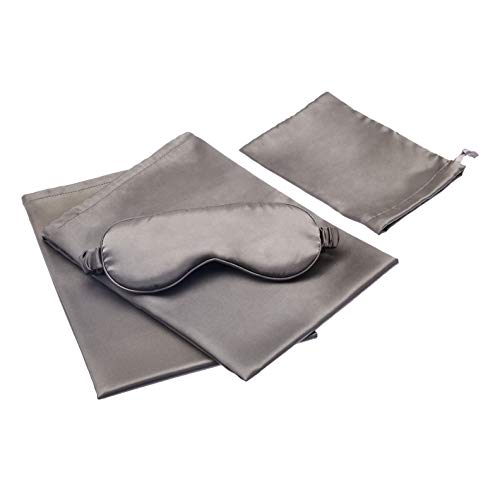 Amazon Basics Satin Sleep Set for Hair and Skin with 2 Pillowcases, Eye-mask,...
