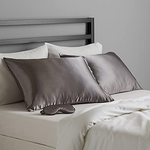 Amazon Basics Satin Sleep Set for Hair and Skin with 2 Pillowcases, Eye-mask,...